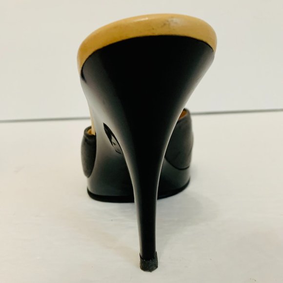 CHANEL LEATHER MULES HIGH HEELS MADE IN ITALY - Picture 10 of 12